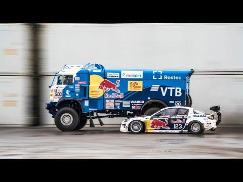 Nine-ton Truck Takes On Drifting Race In Saint Petersburg | Kamaz Dakar Truck Drift Vs Mazda RX-8