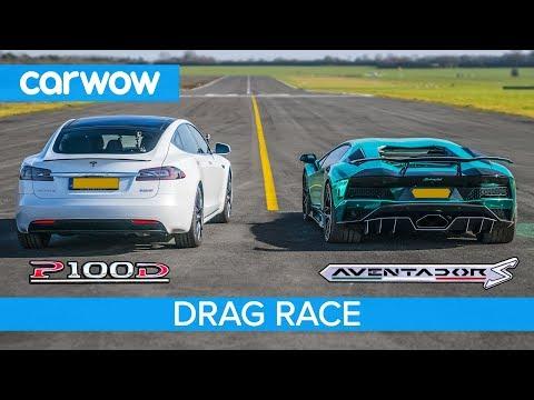 Lamborghini Aventador S V Tesla Model S P100D - DRAG RACE, ROLLING RACE & BRAKE TEST