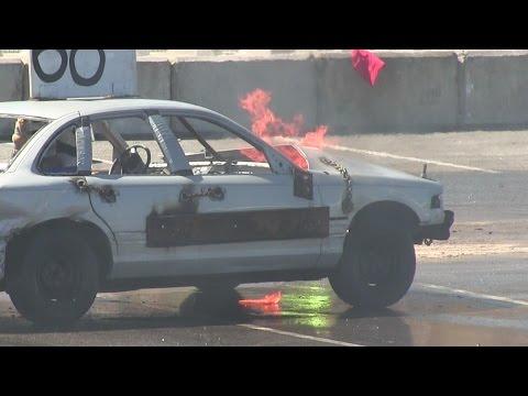 Demo Derby Ends Up With Fire,Big Cars Crazy Demolition Derby