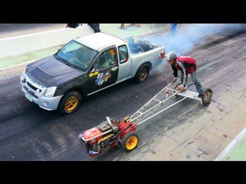 Kubota FARM TRACTOR Owned MITSUBISHI PICKUP TRUCK In Drag Racing !!!